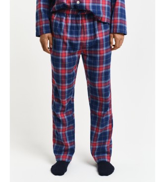 Gant Cadeauverpakking met flanellen pyjama met overhemd en broek rood, blauw