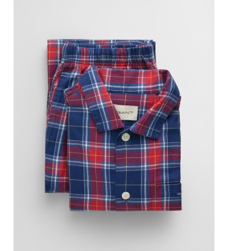 Gant Cadeauverpakking met flanellen pyjama met overhemd en broek rood, blauw