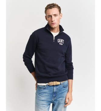 Gant Sweatshirt med halv dragkedja och navy 49 Arch-design  