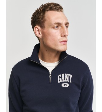 Gant Sweatshirt med halv dragkedja och navy 49 Arch-design  