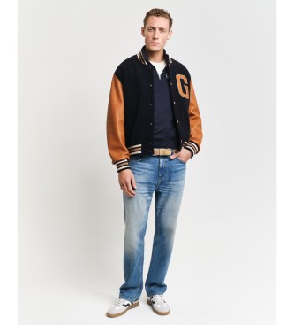 Gant Sweatshirt med halv dragkedja och navy 49 Arch-design  