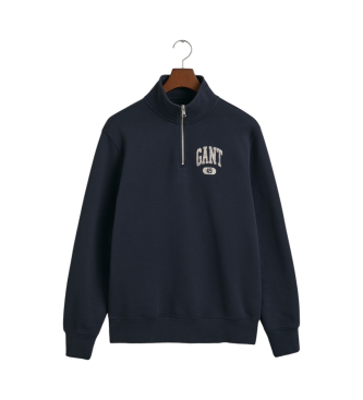 Gant Sweatshirt med halv dragkedja och navy 49 Arch-design  