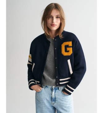 Gant Marineblaue Varsity-Strickjacke