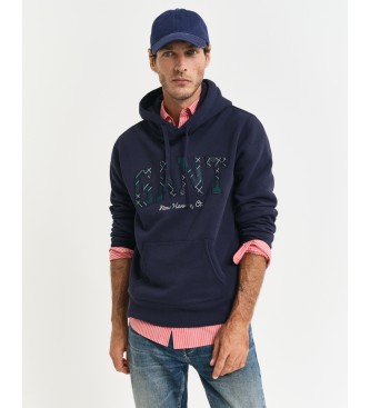 Gant Zimski šport Grafična majica z napisom Navy