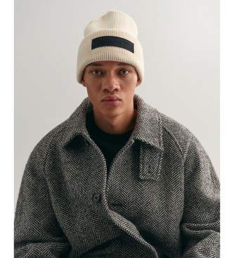 Gant Off-white ribbed knitted beanie