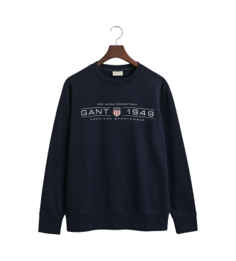 Gant Felpa girocollo con grafica blu scuro