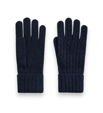Gant Marineblauwe kabelgebreide handschoenen