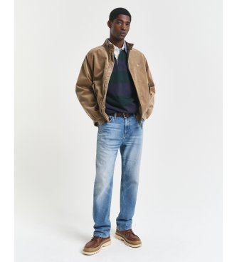 Gant Heavy Rugger às riscas com gola de chambray verde