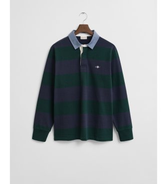 Gant Heavy Rugger às riscas com gola de chambray verde