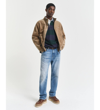 Gant Poloshirt met strepen en kraag van chambray