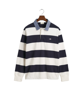 Gant Polo Zwaar Gestreept Chambray Polo Wit, Navy