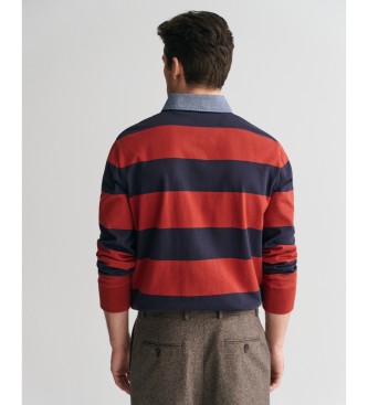 Gant Red striped chambray polo shirt