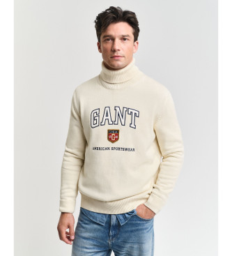 Gant Jumper com pescoo de ganso e design bege