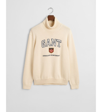 Gant Jumper com pescoo de ganso e design bege