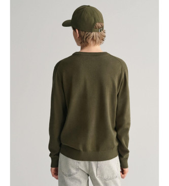 Gant Pull demi-zip en coton Vert bouclier