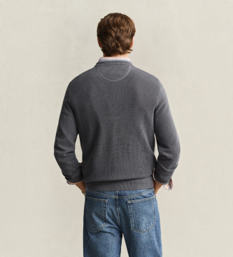 Gant Katoenen trui met ronde hals Textured grijs