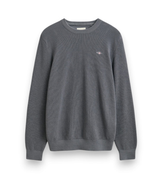 Gant Katoenen trui met ronde hals Textured grijs