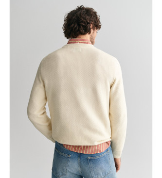 Gant Maglia In Cotone Con Girocollo E Microtexture Beige