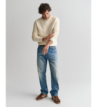 Gant Maglia In Cotone Con Girocollo E Microtexture Beige