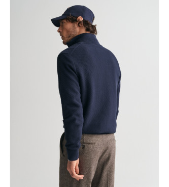 Gant Pullover mit halbem Reiverschluss aus Baumwolle mit Mikrostruktur in Navy