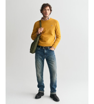 Gant Classic Cotton Crewneck Pullover Gul