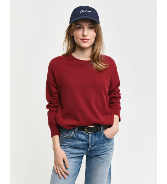 Gant Pull-over  col rond en laine de mouton trs fine rouge