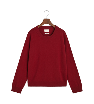 Gant Pull-over  col rond en laine de mouton trs fine rouge