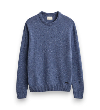 Gant Trui met ronde hals in wolmix met blauwe neps