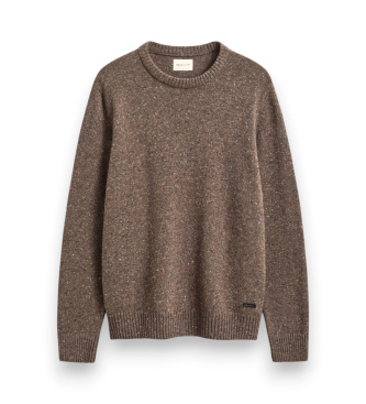 Gant Trui met ronde hals in wolmix met taupe noppen
