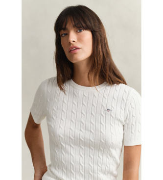Gant Pull en coton extensible blanc, au point de maille en huit