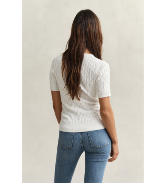 Gant Pull en coton extensible blanc, au point de maille en huit