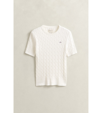 Gant Pull en coton extensible blanc, au point de maille en huit