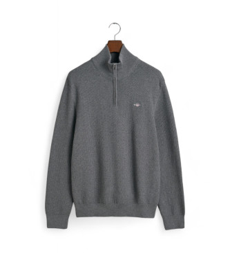 Gant Micro Textured Pullover grau