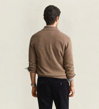 Gant Pull type polo en laine marron clair