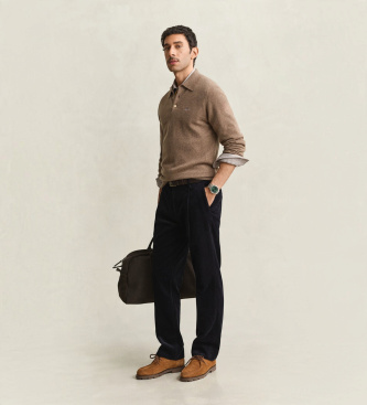 Gant Pull type polo en laine marron clair