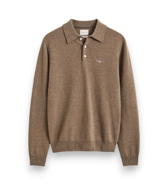 Gant Pull type polo en laine marron clair