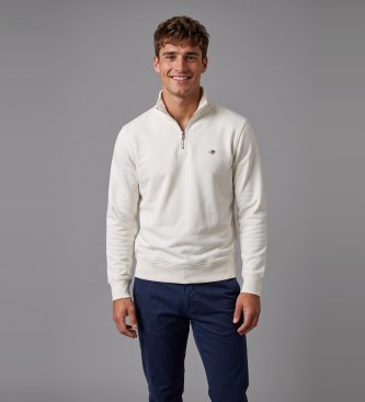 Gant Jersey Shield Half-Zip branco quebrado