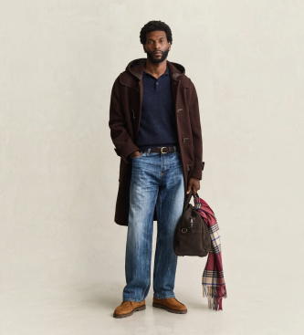 Gant Pull col polo en mélange de laine avec neps marine