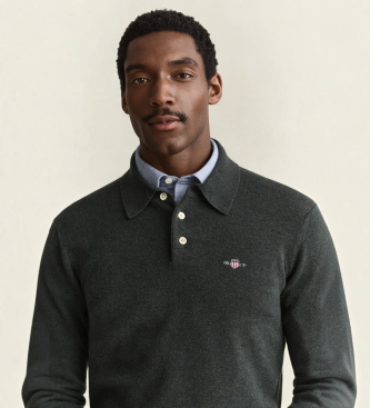 Gant Pullover im Polo-Stil aus grüner Wolle