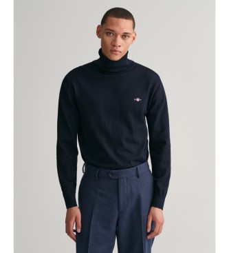 Gant Klassischer navyfarbener Rollkragenpullover aus Baumwolle