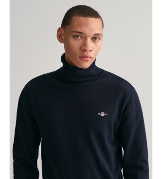 Gant Klassischer navyfarbener Rollkragenpullover aus Baumwolle