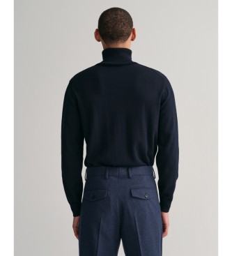 Gant Klassischer navyfarbener Rollkragenpullover aus Baumwolle