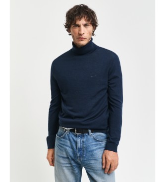 Gant Maglione dolcevita in lana merino extra fine blu scuro