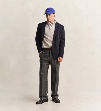 Gant Katoenen trui met halve rits en beige textuur
