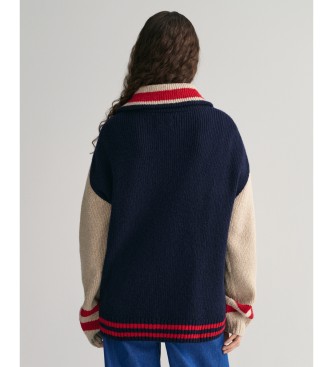 Gant Wełniany sweter Nepps Letterman w kolorze granatowym