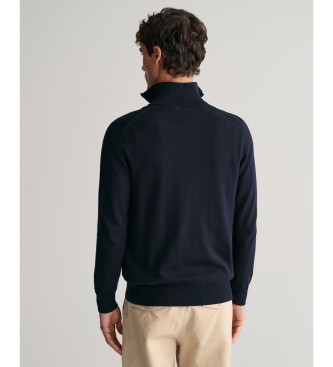 Gant Pull classique en coton avec demi-fermeture clair marine