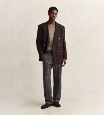 Gant Katoenen trui met V-hals in taupe