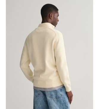 Gant Maglione casual in cotone con mezza zip beige