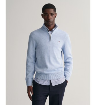 Gant Maglione casual blu in cotone con mezza zip