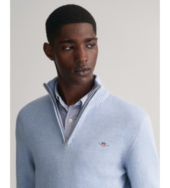 Gant Maglione casual blu in cotone con mezza zip